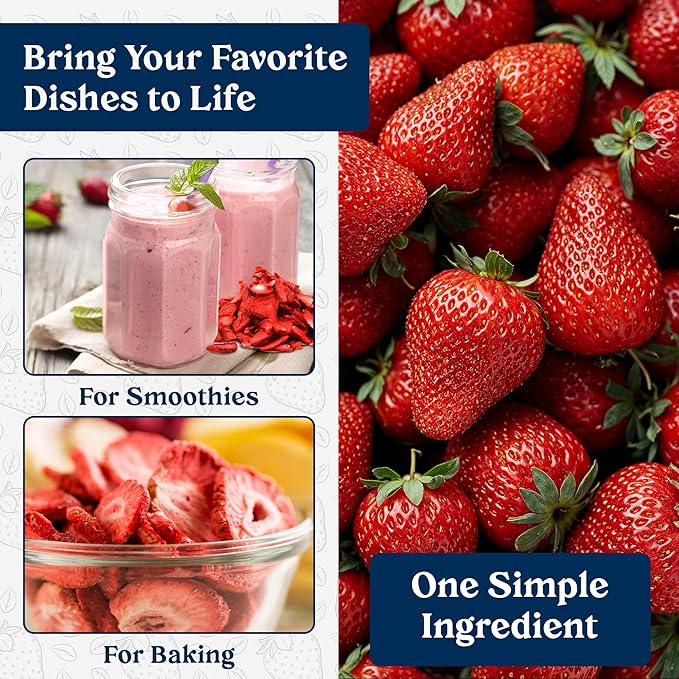 Augason Farms Freeze Dried Sliced Strawberries Can - Gluten Free Snack for Baking, Smoothies, and Emergency Storage - Healthy Individual Fruit Snacks ??6.5 Ounces (18 Servings)