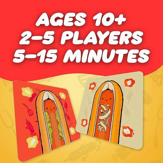 Joking Hazard Hoddog Card Game ??82 Cards for Kids & Adults, Race to Build The Longest Hoddog with Fun & Strategy, Includes Ketchup Splat Cards & Rulebook