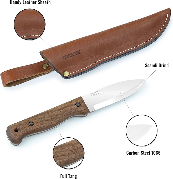 BPSKNIVES B1 CSH - Fixed Blade Outdoor Bushcraft Knife - Carbon Steel Perfect Camping Knife Tactical Knives - Bushcraft Camping EDC Hunting Knives Survival