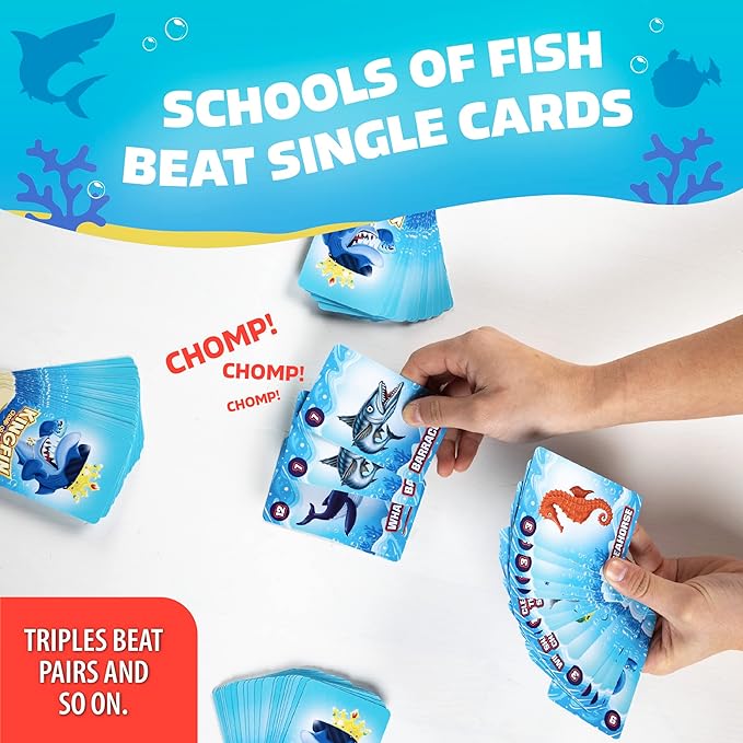 Continuum Games Kingfin Chomped or Be Chomped Card Game for Kids Teens and Adults, 3 to 6 Players, Ages 6 and Up