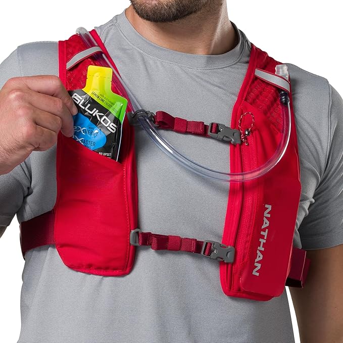 Nathan QuickStart 1.5L Hydration Pack Vest with Bladder or flasks, Storage Pockets, Breathable Moisture-Wicking Fabric, Adjustable Straps for Running, Hiking, Walking, Marathons, Obstacle Races