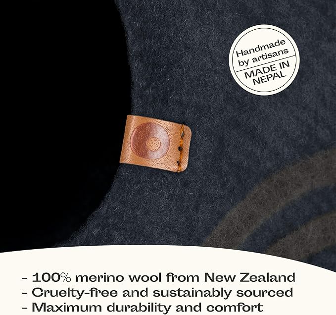 MEOWFIA Cat Cave ??Premium Felt Cat Bed for Indoor Cats, Handmade 100% Merino Wool (Medium, Slate Grey)