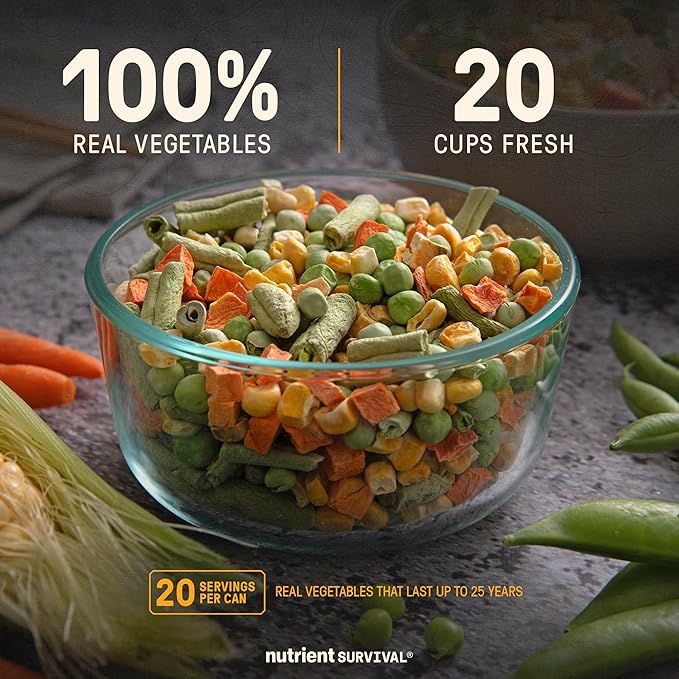 Freeze-Dried Mixed Vegetables ??#10 Can | 25-Year Shelf Life | Emergency Food | Premium Non-GMO Blend