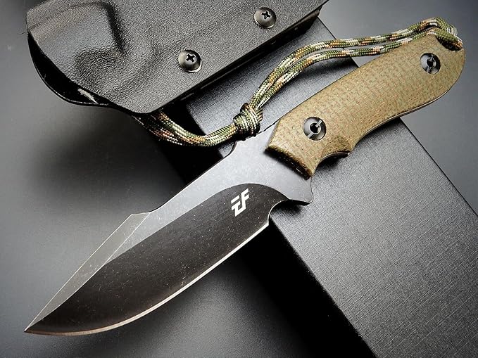 Eafengrow EF130 Fixed Blade Knife, DC53 Steel Blade,G10/Micarta Handle Full Tang EDC Fixed Knifes Straight Knife for Working Camping Hunting Field Adventure Survival
