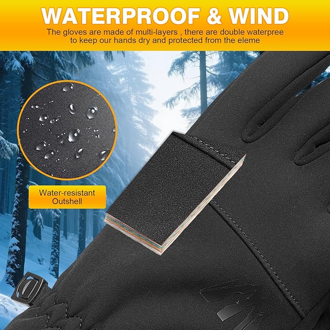 Moon Kitty Women?™s Winter Waterproof Running Gloves Windproof Thermal with Touchscreen Fingers Cold Weather Gloves for Women