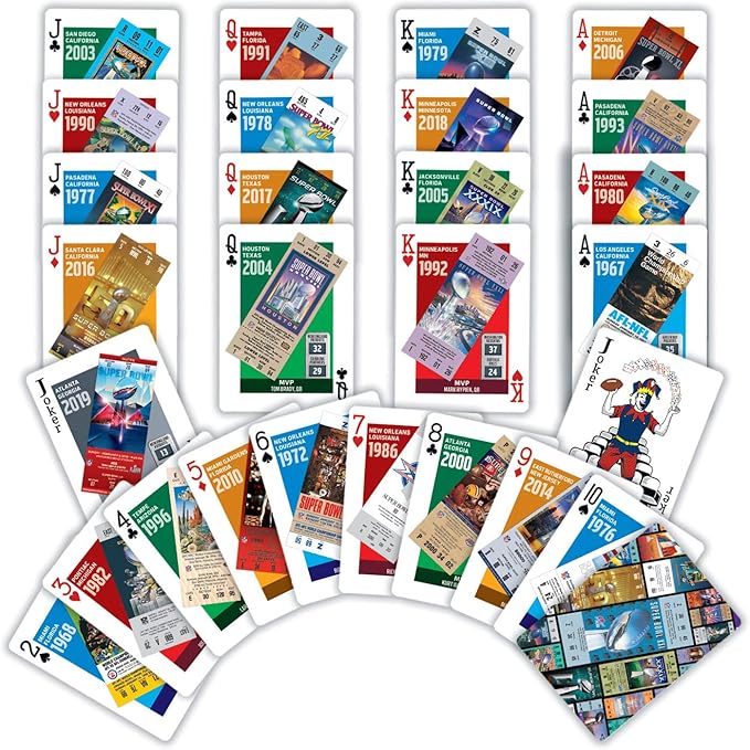 Masterpieces - NFL Super Bowl Tickets Playing Cards, Officially Licensed Football League Deck, Family Games for Adults and Kids, Standard Index