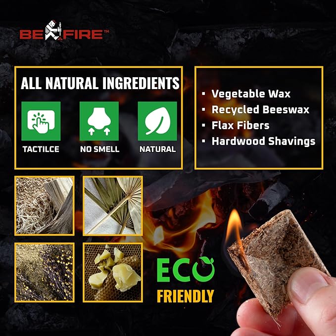 Fire Starter โข 175 pcs Natural Fire Starters up to 12 Min Burn Time Firestarters for Indoor Fireplace, Campfires & Camping, Wood Stove, Grill