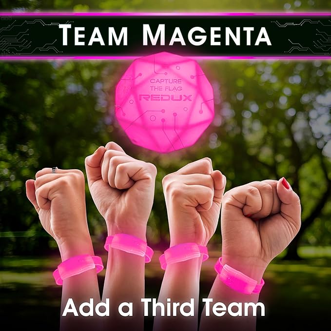Starlux Games Capture The Flag Redux: Magenta 3-Team Expansion | Add 4 Players & 1 Extra Team | Glow in The Dark Games | Light Up Sports Toys for Kids and Teens | Outdoor Gifts for Girls 8-12