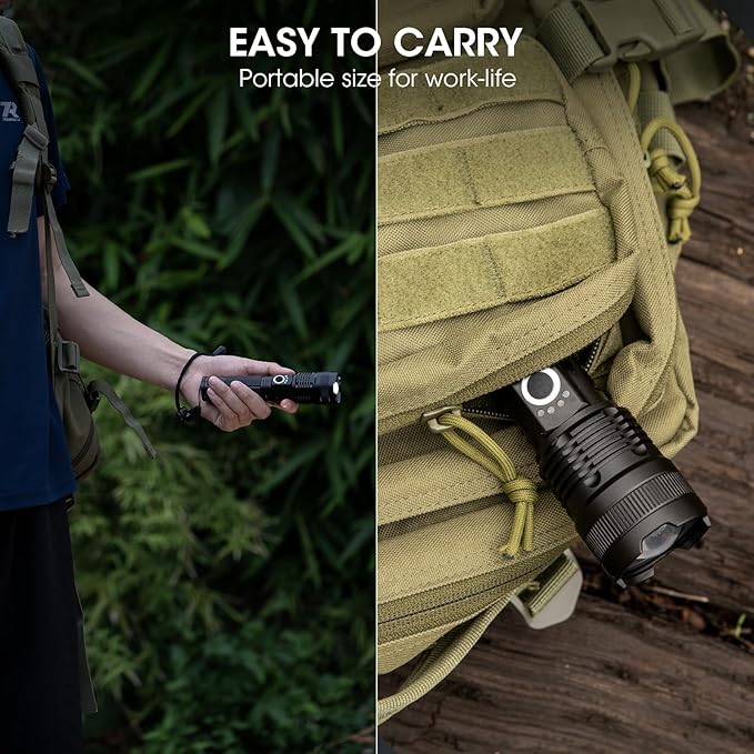 3 Pack Rechargeable Flashlight High Lumens - 99,000LM Super Bright LED Flash Light for Home with 5 Modes, Powerful Waterproof Handheld Flashlight for Camping Emergencies (L-3P) (L-3P)