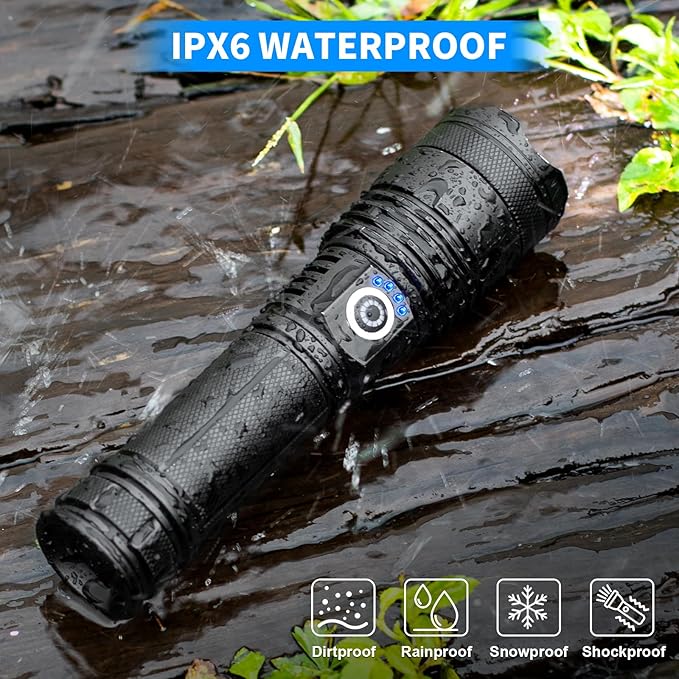 Rechargeable Led Flashlights high lumens, 2 Packs 99000 Lumen Super Bright Flashlight with 5 Modes, Powerful Waterproof Flash Light for Home,Emergencies,Camping