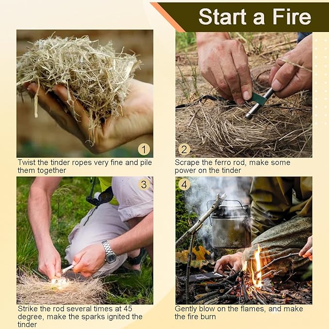1 Pack Ferrocerium Rod Fire Steel,1/2x5 Inch Ferro Rod Fire Starter,Camping Fire Starter Survival,Flint Stick for Paracord Bracelet keychain lanyard Camping Hiking DIY Outdoor Emergency Kit