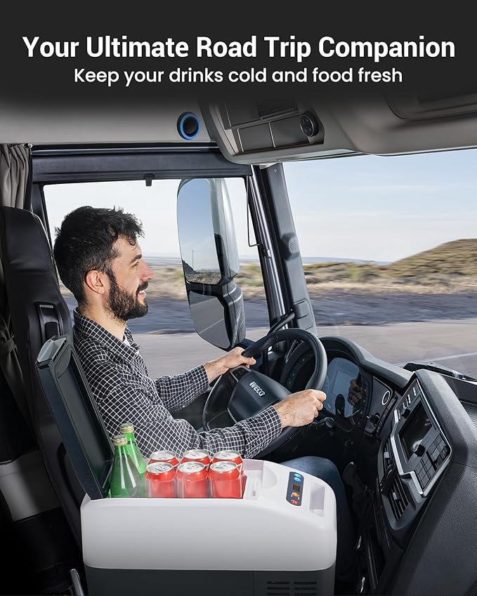 Portable Car Refrigerator, 12 Volt Refrigerator, Slim Design, 0℉~50℉, 17 Quart(16L) Electric Cooler, 12v Cooler for Vehicles, Truck, Camping, Travel, Home, RV