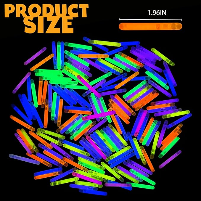 POPGIFTU 120 Mini Glow Sticks Bulk (1.96"), 6 Bright Colors ??Glow-in-the-Dark Small Sticks for Easter Eggs, Basket Stuffers, Party Favors, Neon Parties, Weddings, Halloween, Classroom Prizes