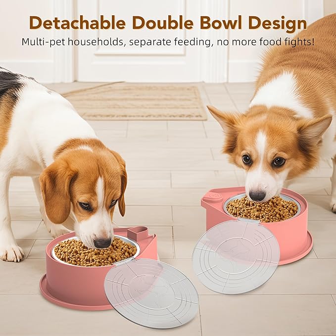 Stainless Steel Dog Bowl Set with Lids, 304 Metal Dual Food & Water Bowls for Dogs & Cats, Large Capacity Pet Feeder with Cover Keeps Food Fresh, Anti-Skid Dog Dish for Small/Medium/Large Pets