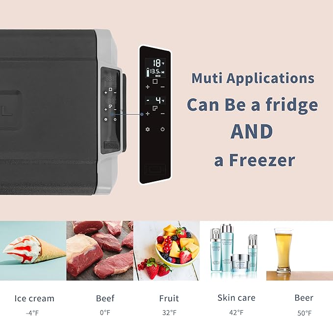 Alpicool T60 Dual Temperature Control 12 Volt Refrigerator 63 Quart Portable Car Fridge Freezer (-4°F~68°F) for Truck, RV, Boat, Camping and Travel