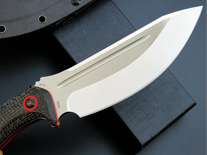 Eafengrow EF137 Fixed Blade Knife, N690 Steel Blade,Micarta Handle Full Tang EDC Fixed Knifes for Outdoor Activities Working Camping