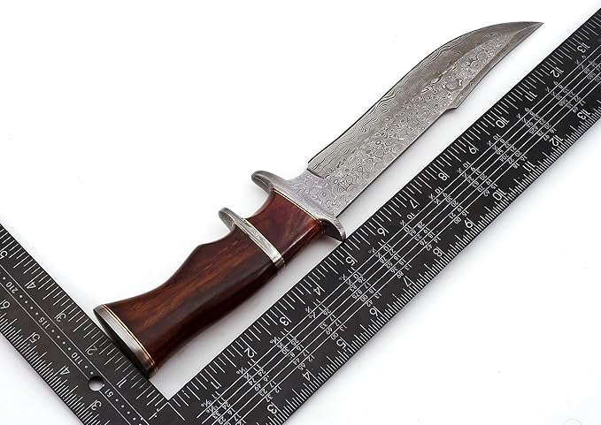 Nooraki 13" - Handmade Damascus Steel Fixed Blade Hunting Knife with Leather Sheath, Multipurpose Knife with Rosewood Handle for Everyday Carry, Outdoor Camping & Hunting Gift (RoseWood-2)