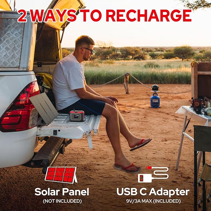 Portable Power Station 120W, 110V Outdoor Power Pack Generator with AC Outlet, External Lithium Battery Pack with USB C Input for Camping Home Use VanLife Adventures