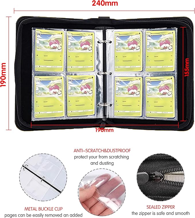 Playmat for One Piece Card Game for Two Players, 24x24 inches, with 4-Pocket Card Binder Set and 400+ Card Capacity(White)