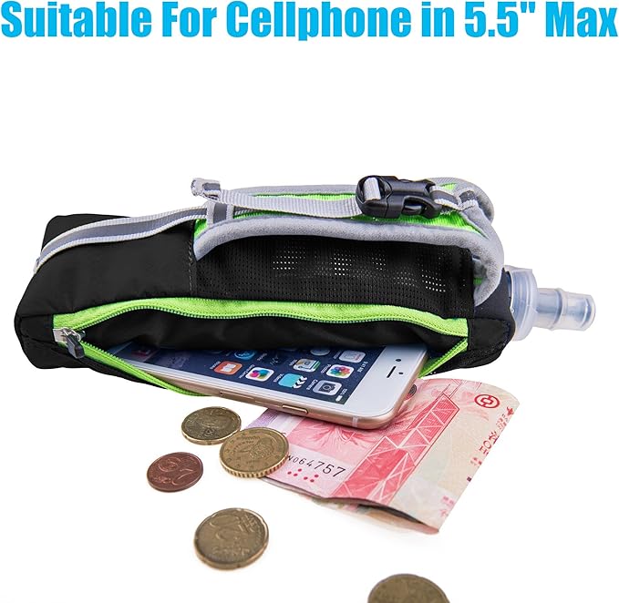LERMX Quick Grip Chill 17 oz Handheld soft Flask Water Bottle Hydration Pack (17 oz Black)