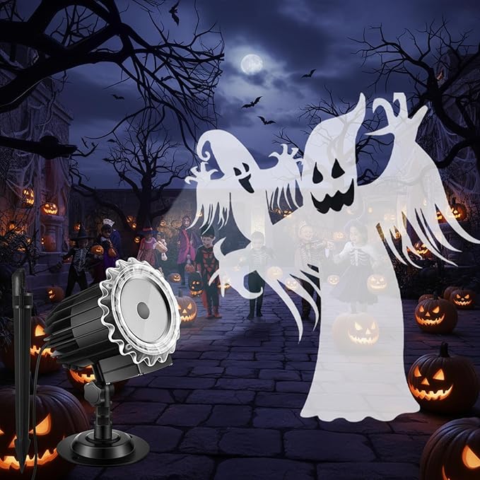 Tuanse Halloween Projector Lights Outdoor Halloween Rotating Ghost Laser Projector LED Flood Light for Window Decor Holiday with Stars for Party Garden Landscape Decoration