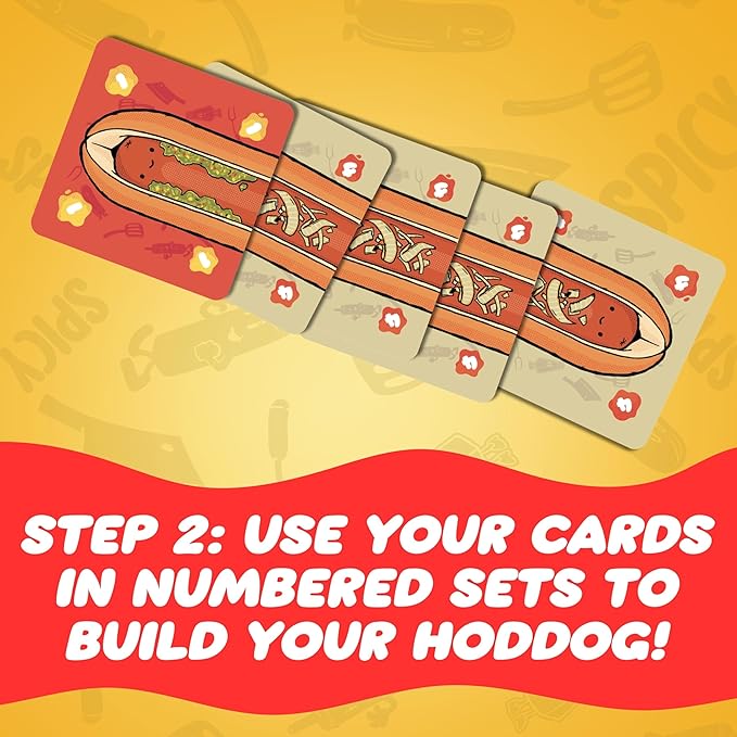 Joking Hazard Hoddog Card Game ??82 Cards for Kids & Adults, Race to Build The Longest Hoddog with Fun & Strategy, Includes Ketchup Splat Cards & Rulebook