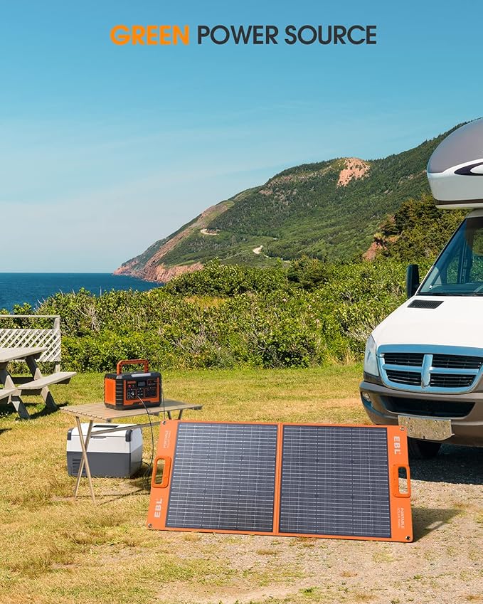 EBL 500W Portable Power Station with 100W Portable Solar Panel, 519.4Wh Solar Generator and Solar Panel Combo for Home and Outdoor Emergency Use