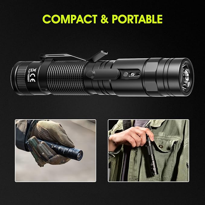 L21 2PCS Rechargeable Flashlight Super Bright 3000 High Lumens, 5 Modes Pocket Flashlight USB-C, Compact Flashlights for Emergency, Home (Black-2)
