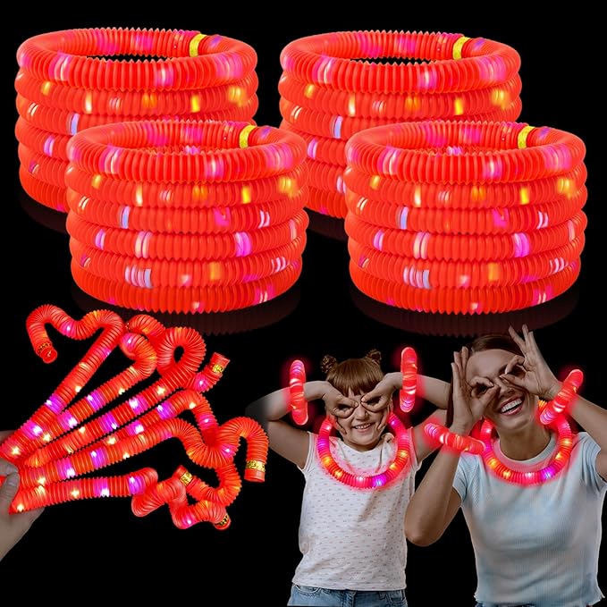 24 PCS Red Glow Sticks Party Favors for Kids, Light Up Necklaces Bracelets Accessories for Toddlers,Halloween Birthday Party Basket Goodie Bag Stuffers Fillers,Treats Prizes Toys Gifts for Boys Girls