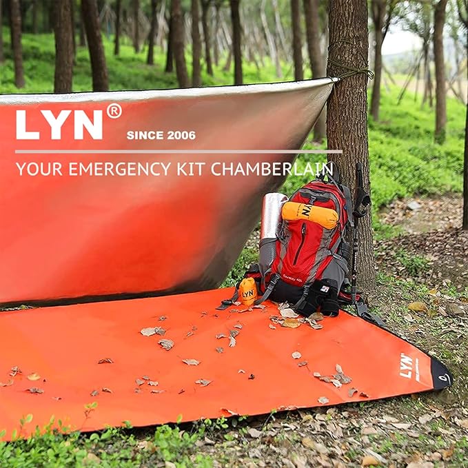 LYN Heavy Duty Emergency Blanket Survival Gear Waterproof Insulated Blanket Emergency Tarp for Camping, Hiking, Bushcraft