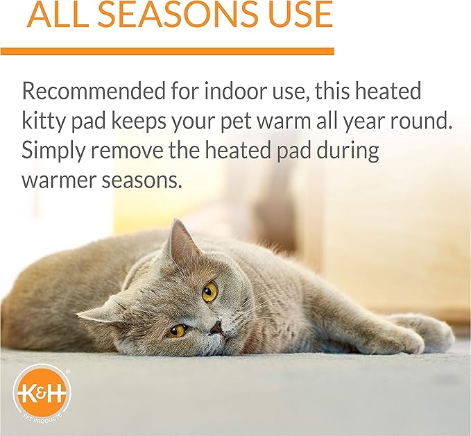 K&H Pet Products Thermo-Kitty Bed Deluxe Heated Cat Bed for Large Kitties - Indoor Heated Pet Bed for Dogs & Cats, Covered Cave Pet Tent, Machine Washable, Safety Listed - Large 20in Mocha/Leopard