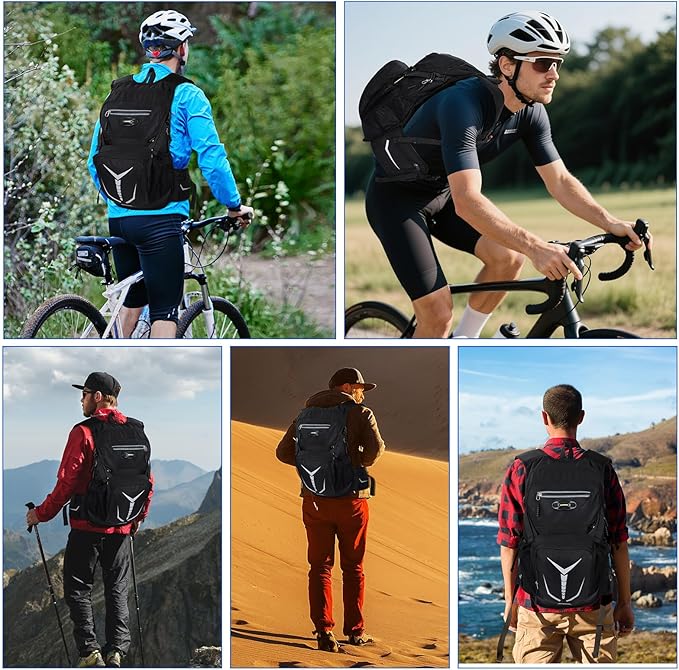 Lightweight Hydration Backpack 18L with 3L BPA Free Leak-Proof Water Bag, Insulated Hiking Backpack with Water Bladder for Men Women, Outdoor Daypack with Extra Storage for Hiking, Running, Biking