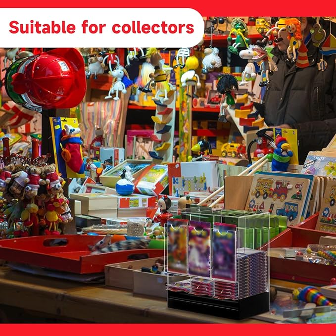 1 Pcs Acrylic Booster Pack Dispenser, Card Dispenser Storage and Organizer, for Trading Card, Booster Packs, Sports & More (Black Base 3 Slots)