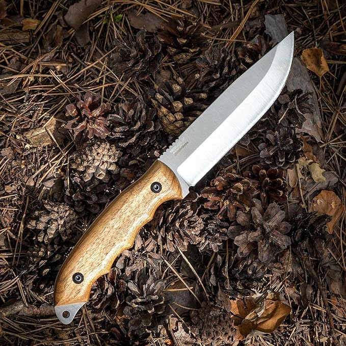 BPSKNIVES HK6 - Handmade Stainless Steel Knife - Fixed Blade Full Tang Bushcraft Knives - Scandinavian Camping Hunting Knife With Leather Sheath - Utility Outdoor Knives