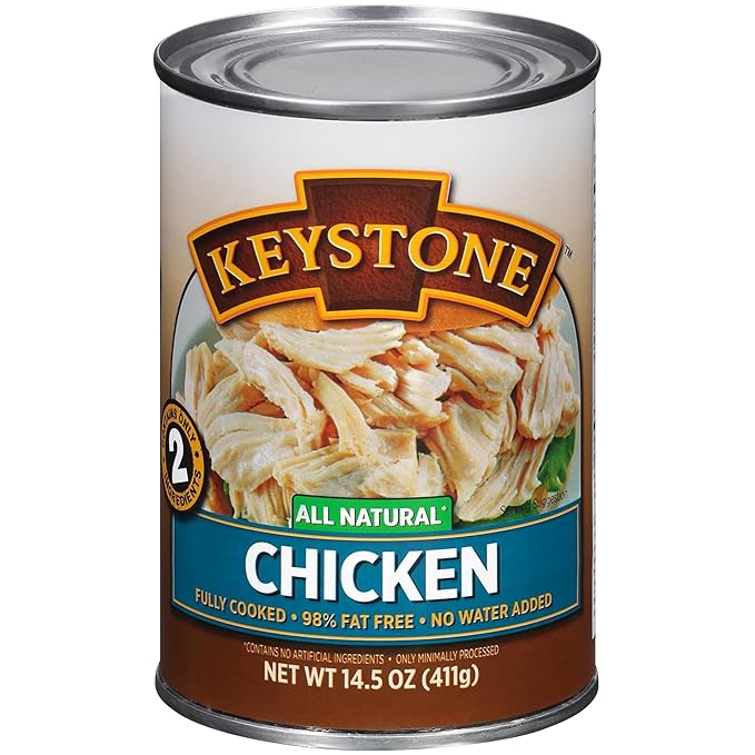 Keystone All Natural Canned Chicken 14.5 Oz Fully Cooked | No Water Added | Ready to Meat | Quick Meals Emergency Survival Food Canned Meat Pack of 1