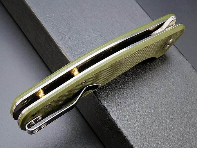 Eafengrow EF240 Folding Knife D2 Steel Blade G10 Handle EDC Tool Pocket Knives for Outdoor Working Camping (green)