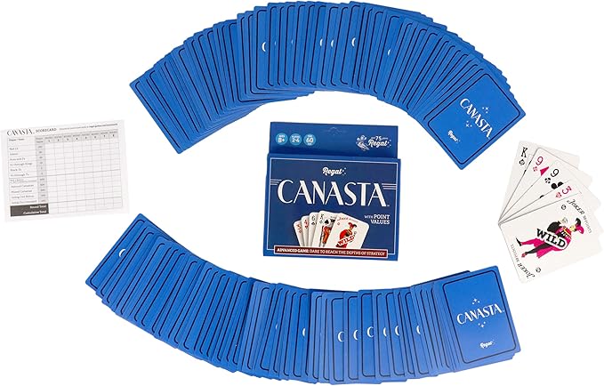 Regal Games Canasta Cards Set for Adults - Rummy Style 2-6 Player Card Games - Fun & Travel Playing Cards for Game Night (2 Decks, 54 Cards Each)