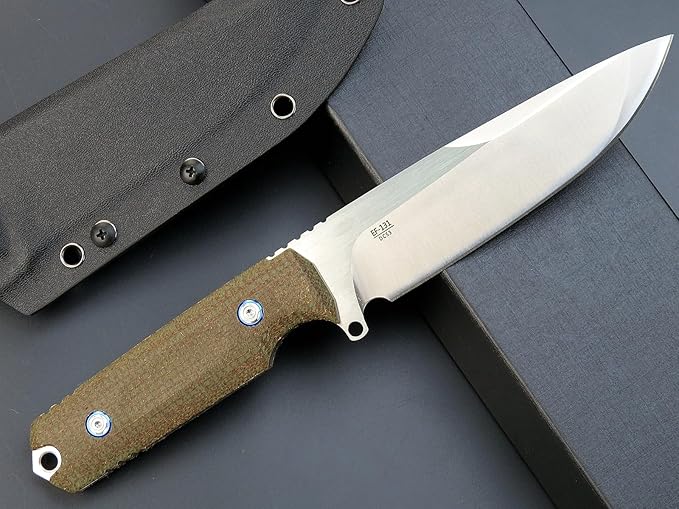 Eafengrow EF131 Fixed Blade Knife,DC53 Steel Blade,Micarta Handle Full Tang Fixed Knifes for Camping Hunting Bushcraft