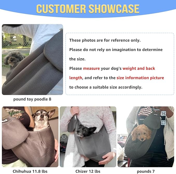 SlowTon Dog Carrier Sling - Thick Padded Shoulder Strap Adjustable Dog Carriers for Small Dogs, Puppy Carrier Purse for Pet Cat with Front Zipper Pocket Safety Belt Machine Washable (Grey Mesh M)