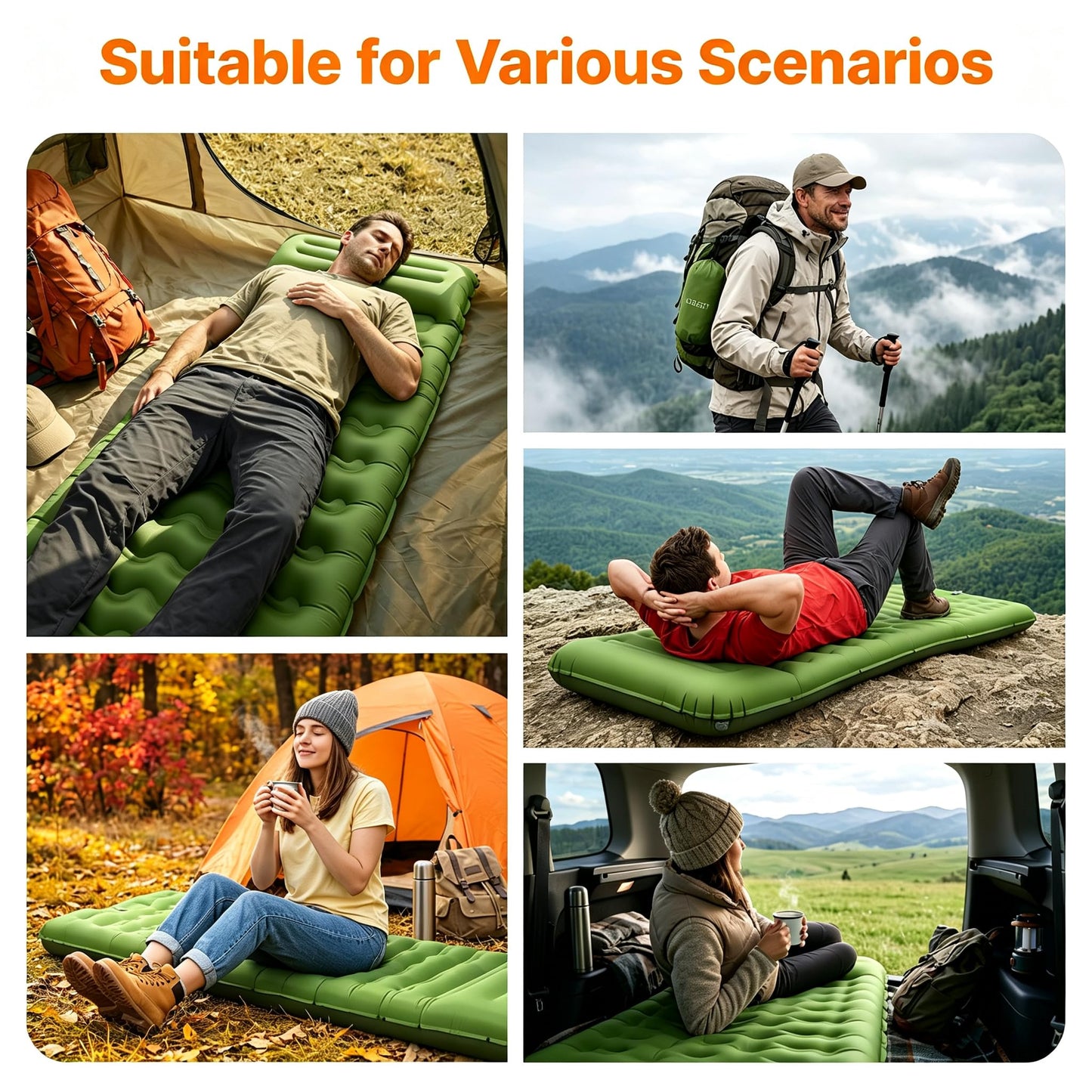OGERY Sleeping Pad, Ultralight Inflating Camping Pad with 6" Extra-Thick
