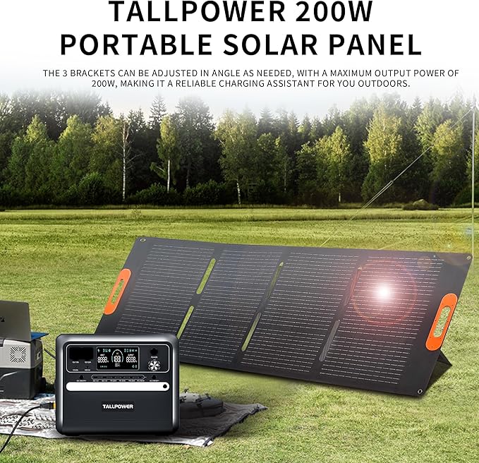 200W Solar Panel, High Efficiency Portable Solar Charger with Kickstand, MC4 Output,3-in-1 DC Connector, IP65 Waterproof for Portable Power Stations,Outdoor Camping, RV, Van, Emergency