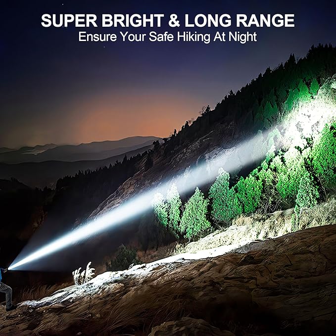 Banral Flashlights High Lumens Rechargeable, Super Bright LED Small Powerful Flashlight with Memory Function, 6Modes Pocket Waterproof Flash Light for Camping,Hiking (1, Black)
