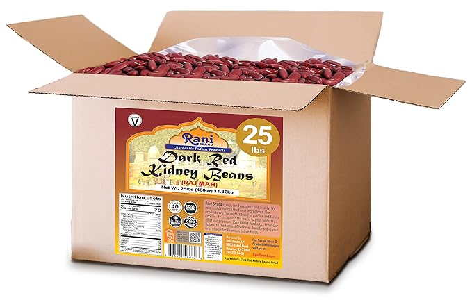 Rani Red Kidney Beans, Dark 400oz (25lbs) 11.36kg Bulk Box ~ All Natural | Vegan | Gluten Friendly | NON-GMO | Kosher | Raj Mah