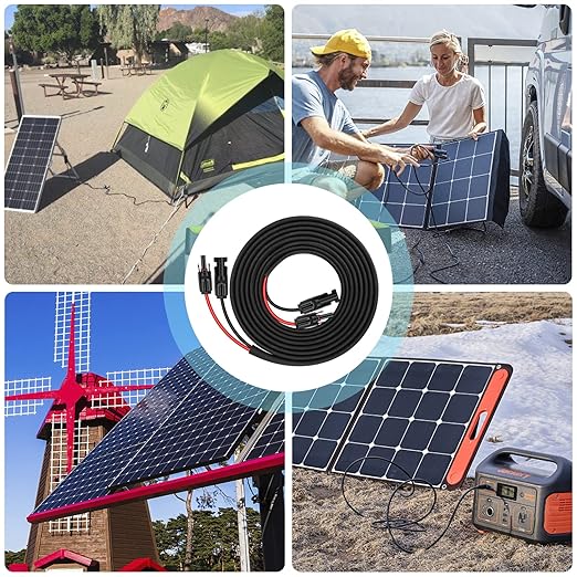 20FT 12AWG Solar Panel Extension Cable with Female and Male Connectors, Solar Cable for Solar Panels, Charge Controllers and Solar Generator (12AWG, 20FT)