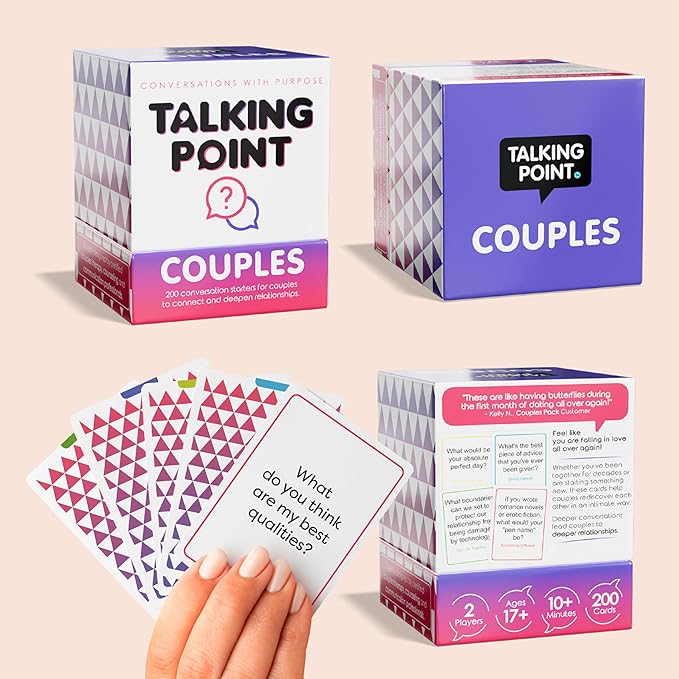 TALKING POINT CARDS Deepen Your Connection with 200 Fun & Engaging Conversation Cards for Couples - Build Intimacy, Strengthen Your Bond & Reignite Romance ??Perfect Adult Card Game for Date Nights