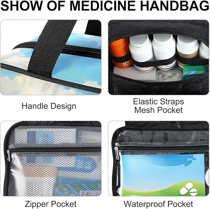 Fustylead Cute Sunflower Field Pug Dog Large Medical Storage Bag with Zipper Empty First Aid Bag Trauma Kit for Traveling Hiking Camping Backpacking