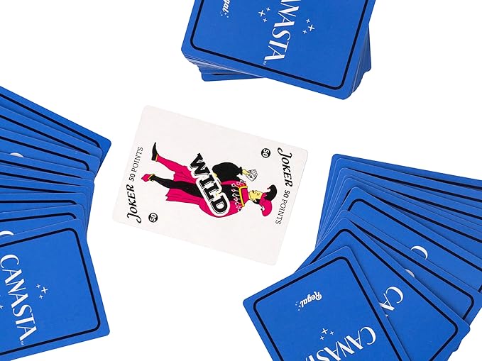 Regal Games Canasta Cards Set for Adults - Rummy Style 2-6 Player Card Games - Fun & Travel Playing Cards for Game Night (2 Decks, 54 Cards Each)