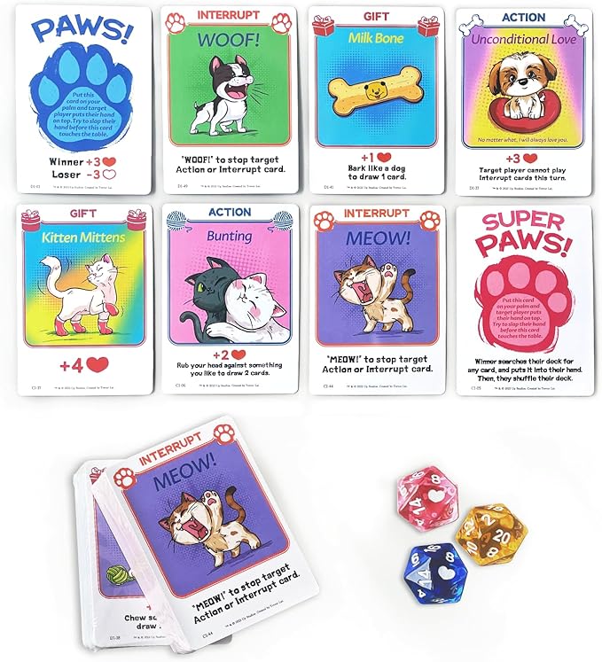PAWSUM Trading Card Game for Families and Kids Ages 7+ | Cute Dogs and Cats Pets Cartoon Board Game | 2-4 Players | Fun Family Game Night