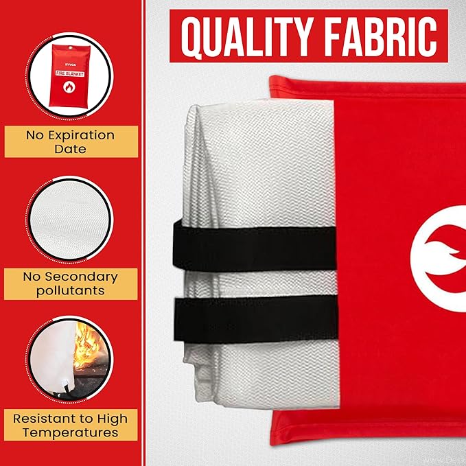 Emergency Fire Blanket for Home and Kitchen - 2-Pack Reusable Emergency Blankets | Fireproof Fibreglass Survival Fire Blankets Emergency for Home | Lightweight Rapid Fire Suppression Blanket - 40"x40"