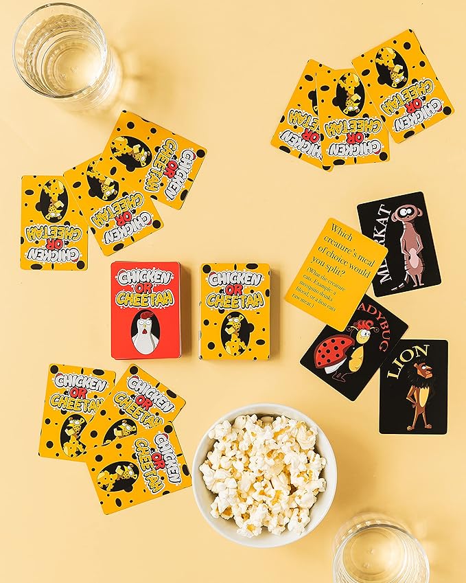 Chicken or Cheetah - A New Family Card Game Where Kooky Answers Keep The Laughs Coming! for Ages 4 to 104. Which Creature's Teeth Would You Brush? A Crocodile or a Piranha?